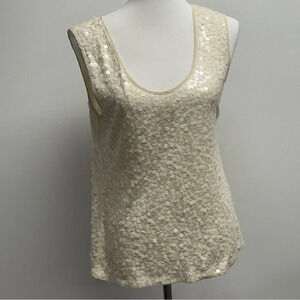 J. Crew sparkly sequined cream off white blouse tank top, size small. Sequins
